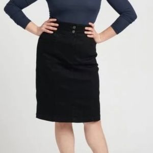 Universal Standard Julia black denim midi skirt size 26-28